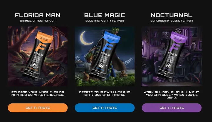 Fission flavors Florida Man, Blue Magic, and Nocturnal