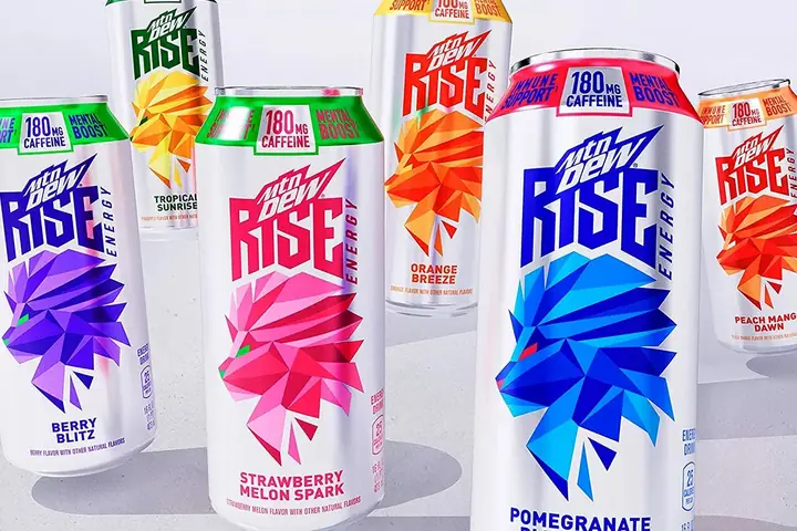 Mtn Dew Rise Energy cans